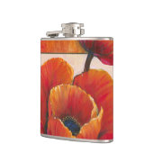 Poppy Flowers op Tan en Oranje achtergrond Heupfles (Links)