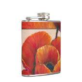 Poppy Flowers op Tan en Oranje achtergrond Heupfles (Rechts)