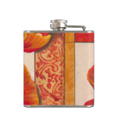 Poppy Flowers op Tan en Oranje achtergrond Heupfles (Achterkant)