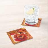 Poppy Flowers op Tan en Oranje achtergrond Kartonnen Onderzetters (Insitu)