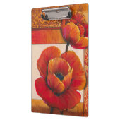 Poppy Flowers op Tan en Oranje achtergrond Klembord (Links)