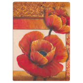 Poppy Flowers op Tan en Oranje achtergrond Klembord (Achterkant)