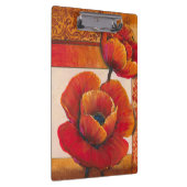 Poppy Flowers op Tan en Oranje achtergrond Klembord (Rechts)