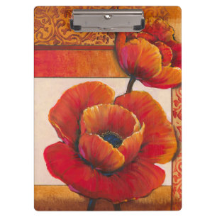 Poppy Flowers op Tan en Oranje achtergrond Klembord