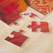 Poppy Flowers op Tan en Oranje achtergrond Legpuzzel (Zijkant)