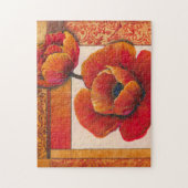 Poppy Flowers op Tan en Oranje achtergrond Legpuzzel (Verticaal)