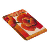 Poppy Flowers op Tan en Oranje achtergrond Magneet (Rechterzijde)