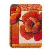 Poppy Flowers op Tan en Oranje achtergrond Magneet (Verticaal)