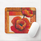 Poppy Flowers op Tan en Oranje achtergrond Muismat (Met muis)
