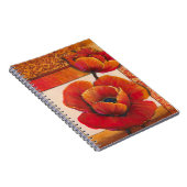 Poppy Flowers op Tan en Oranje achtergrond Notitieboek (Rechterzijde)