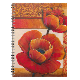 Poppy Flowers op Tan en Oranje achtergrond Notitieboek