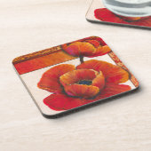 Poppy Flowers op Tan en Oranje achtergrond Onderzetter (Linkerzijde)