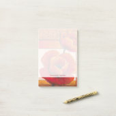 Poppy Flowers op Tan en Oranje achtergrond Post-it® Notes (Op bureau)