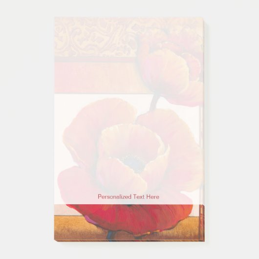 Poppy Flowers op Tan en Oranje achtergrond Post-it® Notes (Voorkant)