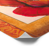 Poppy Flowers op Tan en Oranje achtergrond Poster (Hoek)