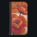 Poppy Flowers op Tan en Oranje achtergrond Galaxy S4 Portefeuille Hoesje<br><div class="desc">Je kunt de textuur van de bladen bijna voelen op deze papaverbloemen die door Tim O'Toole zijn geschilderd. Ze mengen perfect met de bruine en oranje achtergrond,  waardoor een prachtig poëtisch beeld ontstaat. Koop het voor je thuis of geef het als cadeau!</div>