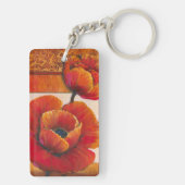 Poppy Flowers op Tan en Oranje achtergrond Sleutelhanger (achterkant)