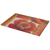 Poppy Flowers op Tan en Oranje achtergrond Snijplank (Hoek)