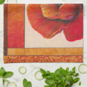 Poppy Flowers op Tan en Oranje achtergrond Theedoek (Gevouwen)