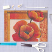 Poppy Flowers op Tan en Oranje achtergrond Tissuepapier (Craft)