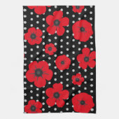 Poppy Flowers op zwarte en witte vlekken Theedoek (Verticaal)