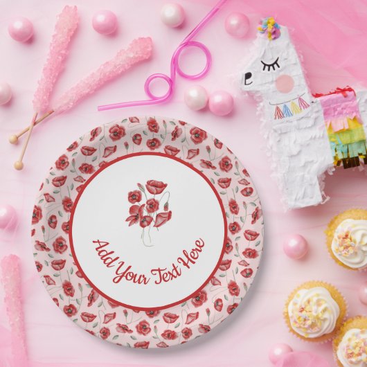 Poppy Flowers Papieren Bordje (Feest)