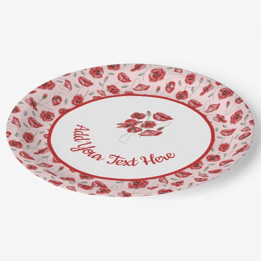 Poppy Flowers Papieren Bordje (Gekanteld)