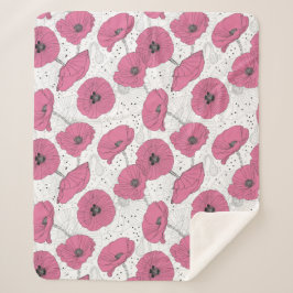 Poppy Flowers Patroondekens Sherpa Deken