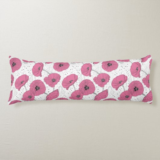 Poppy Flowers Pattern body kussens (Voorkant)