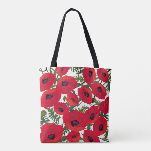 Poppy Flowers Pattern-Canvas tassen (Achterkant)
