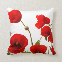 Poppy Flowers Red Floral Aangepaste kerstkleuren Kussen