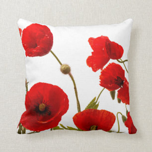Poppy Flowers Red Floral Aangepaste kerstkleuren Kussen