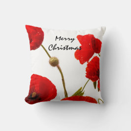 Poppy Flowers Red Floral Merry White Kussen
