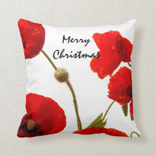 Poppy Flowers Red Floral Merry White Kussen