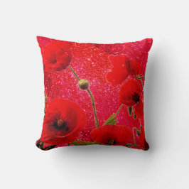 Poppy Flowers Red Glitter Sparkle Glittery 2020 Kussen