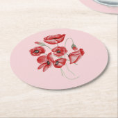 Poppy Flowers Ronde Kartonnen Onderzetter (Gebogen)