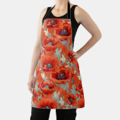 Poppy Flowers Rood Grijs Schort (Insitu)