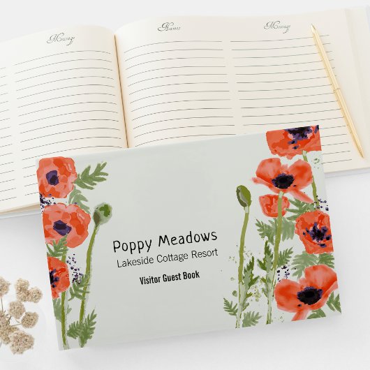 Poppy Flowers Sinaasappel bloemmotief Gastenboek