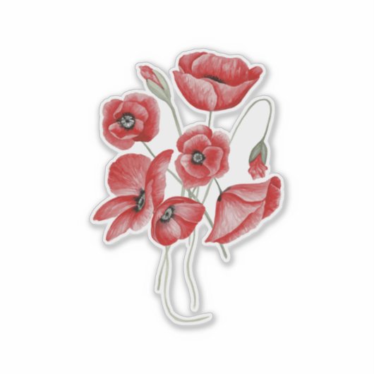 Poppy Flowers Sticker (Voorkant)