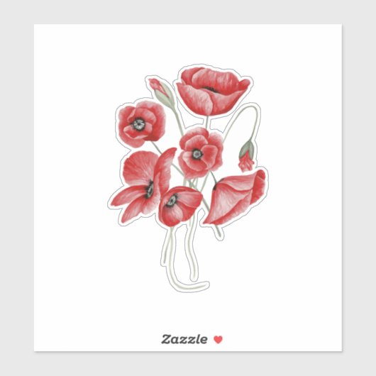 Poppy Flowers Sticker (Vel)