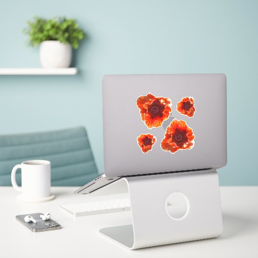 Poppy Flowers Sticker (Laptop op bureau)