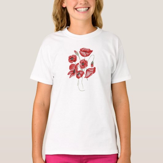 Poppy Flowers T-shirt (Voorkant)