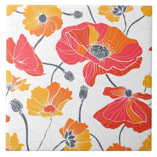 Poppy Flowers Tegel Tegeltje (Voorkant)