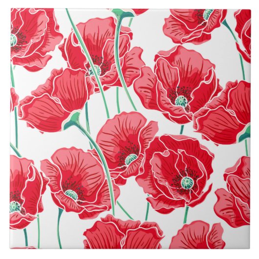 Poppy Flowers Tegel Tegeltje (Voorkant)