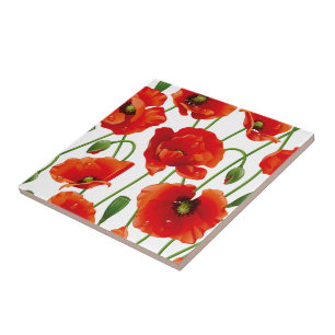 Poppy Flowers Tile Tegeltje