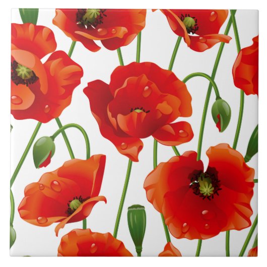 Poppy Flowers Tile Tegeltje (Voorkant)