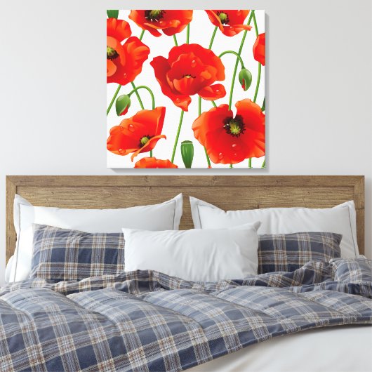 Poppy Flowers Verpakt Canvas (Insitu (Slaapkamer))