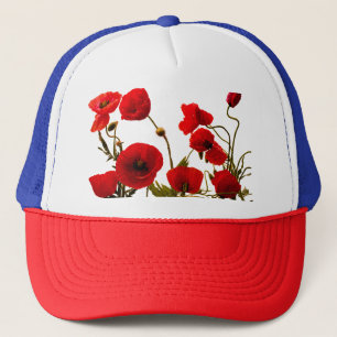 Poppy Flowers Waterverf Floral Red White Trucker Pet