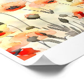 Poppy Flowers Waterverf minimalistisch schilderij Poster (Hoek)