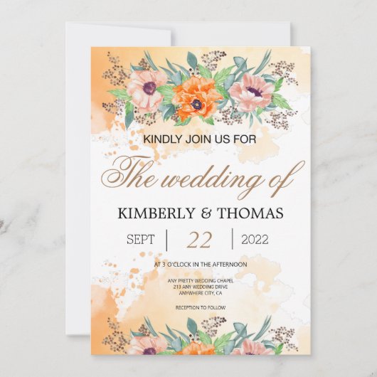 Poppy Flowers Waterverf Weddenschap (Voorkant)